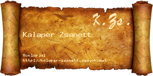 Kalaper Zsanett névjegykártya